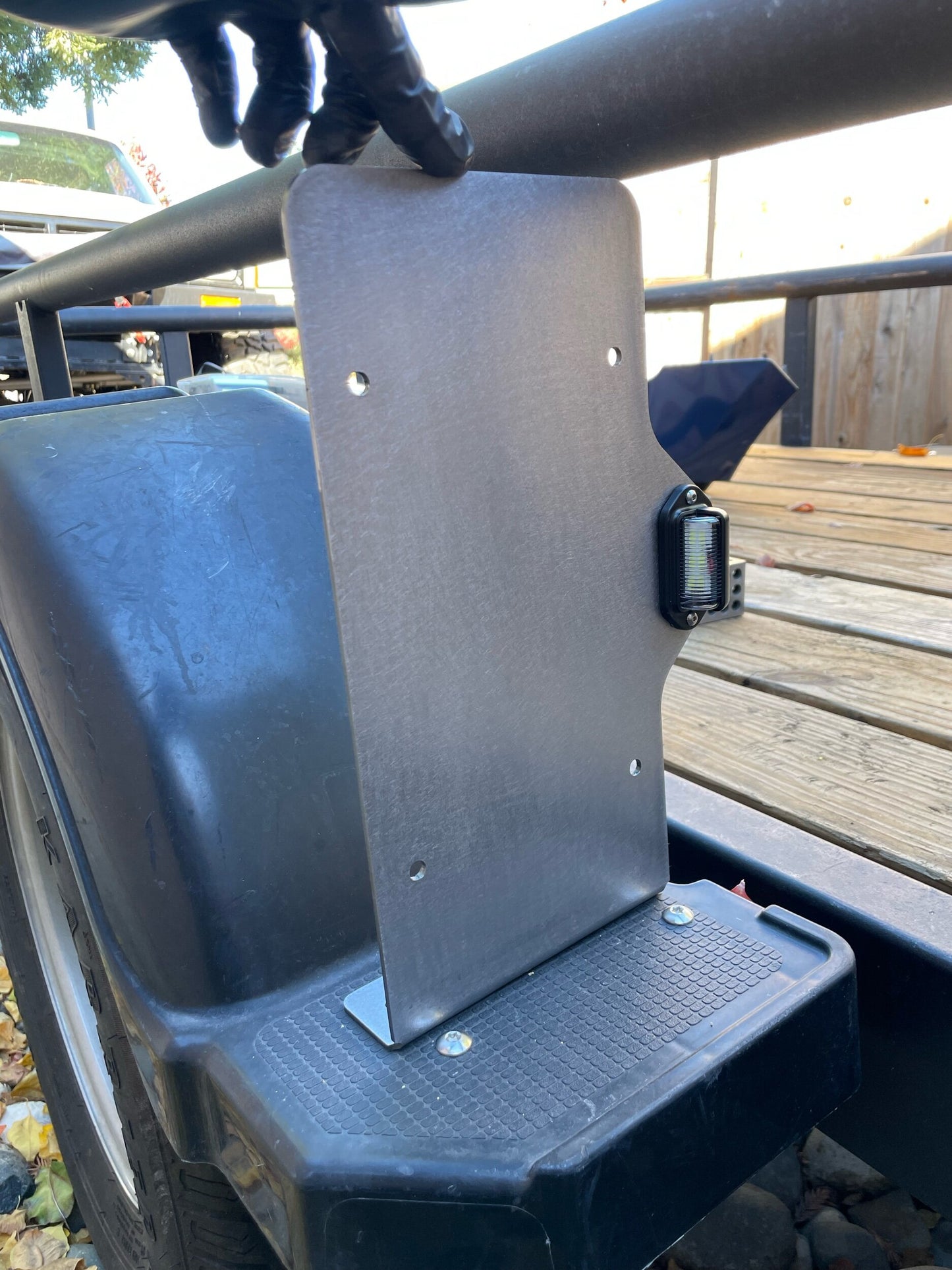 Side Mount License Plate Holder Trailer Flatbed RV SEMI Camper Bolt On Heavy Duty Steel LED Light (Left or Right Side)